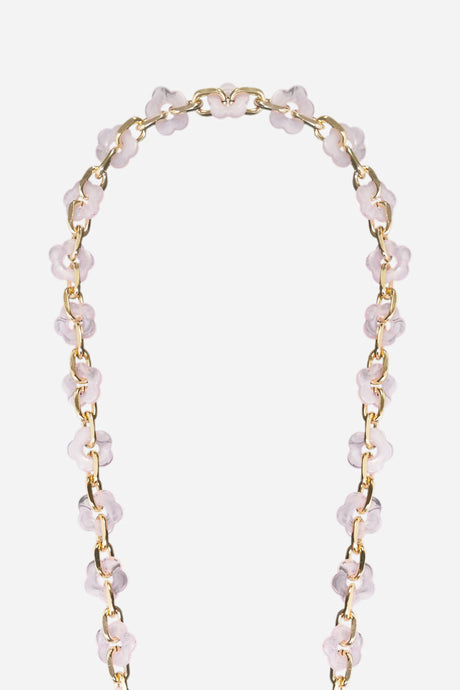 Cassy Long Chain with Transparent Pink Flowers 120 cm