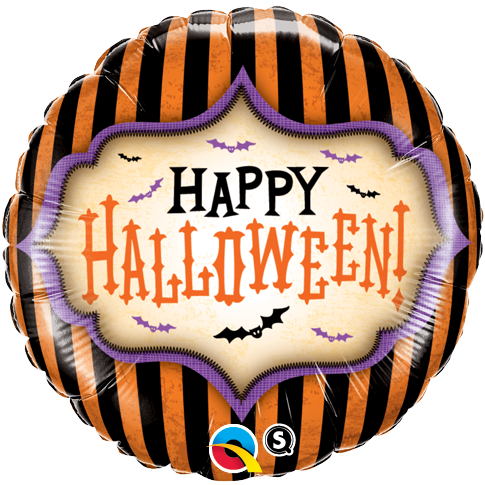 Happy Halloween Stripes Foil Balloon 18"