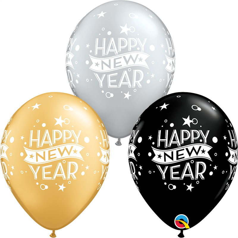 Happy New Year Confetti Latex Balloon 11"