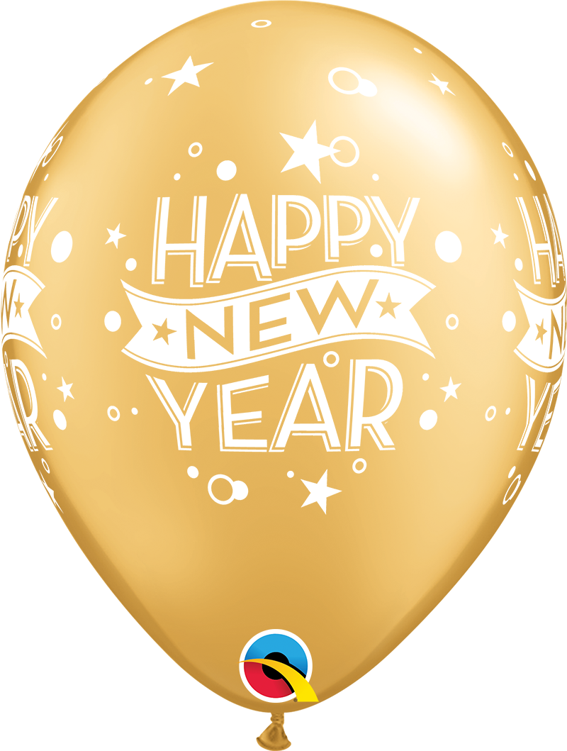 Happy New Year Confetti Latex Balloon 11"