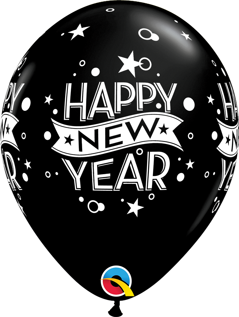 Happy New Year Confetti Latex Balloon 11"