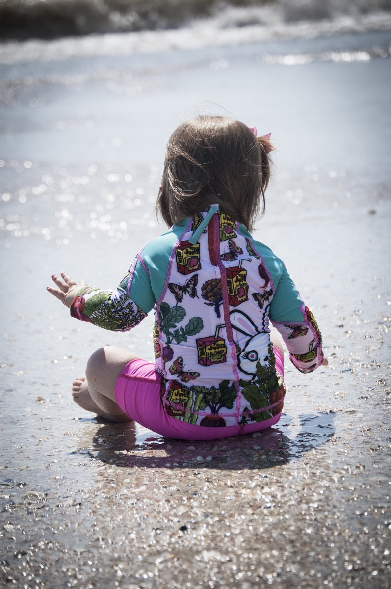 Bunny Veggies Rashguard Set with Shorts