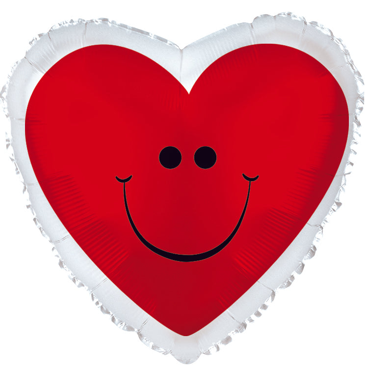 Red Smiley Heart with Border Balloon 18"