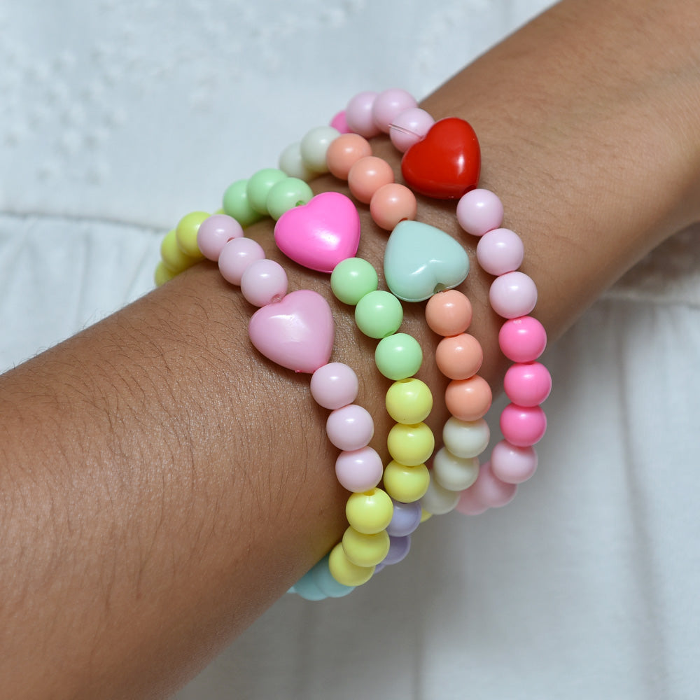 Heart Mixed Colors Beads Bracelet