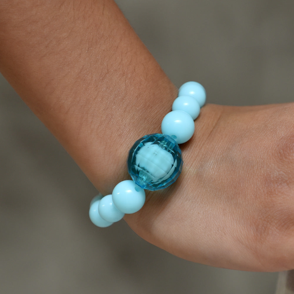 Blue Bracelet With Chunky Disco Ball Bead