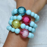 Blue Bracelet With Chunky Disco Ball Bead