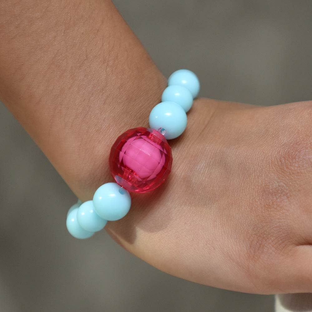 Blue Bracelet With Chunky Disco Ball Bead