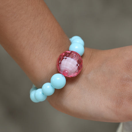 Blue Bracelet With Chunky Disco Ball Bead