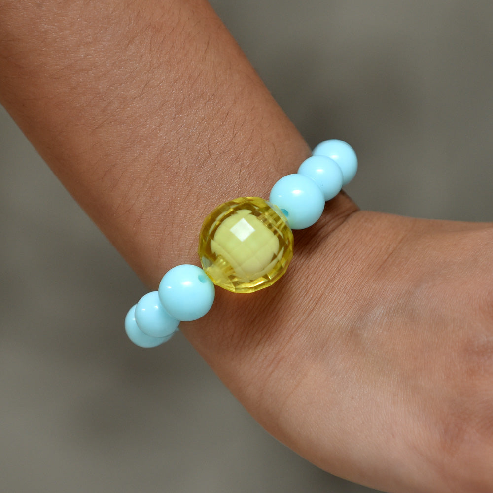 Blue Bracelet With Chunky Disco Ball Bead