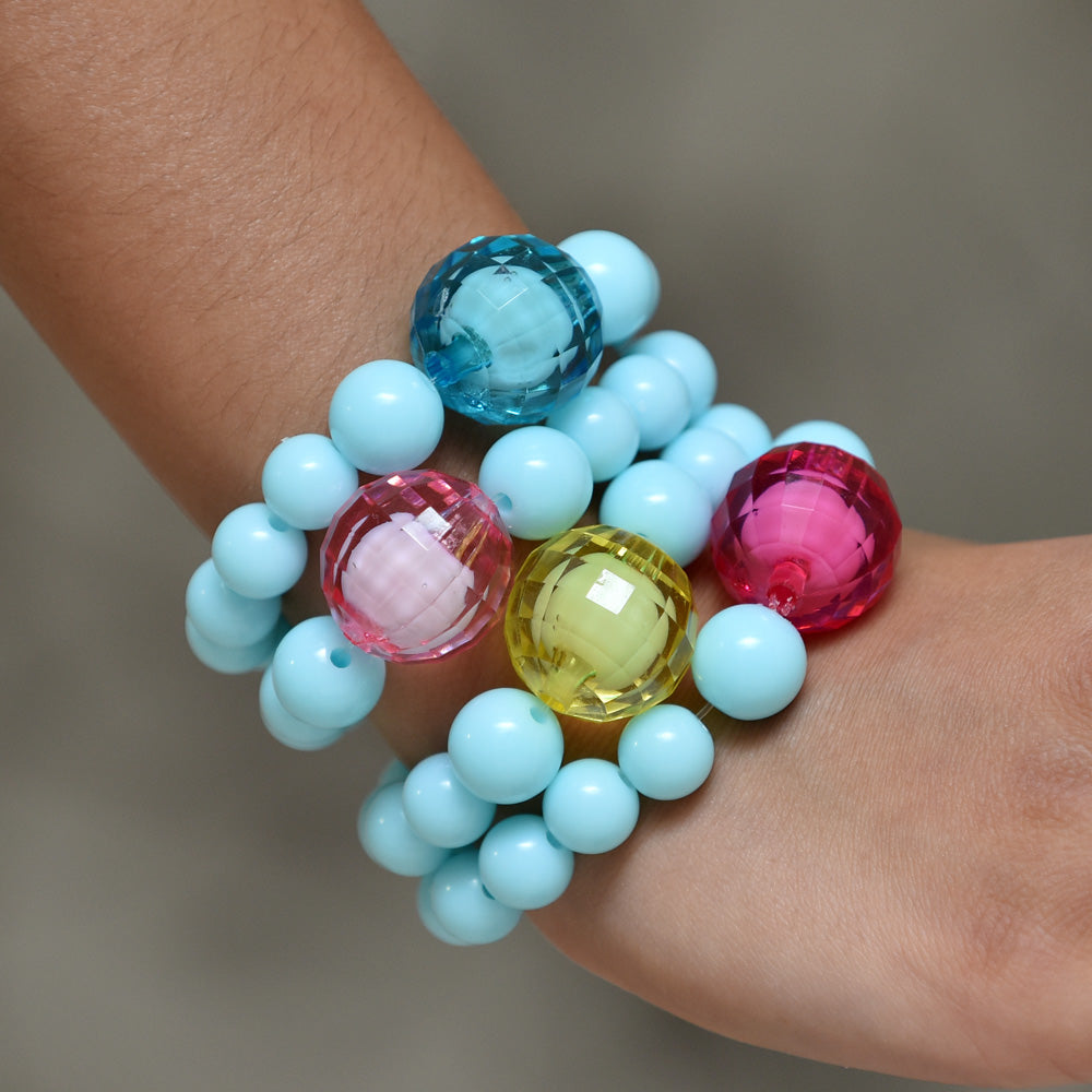 Blue Bracelet With Chunky Disco Ball Bead