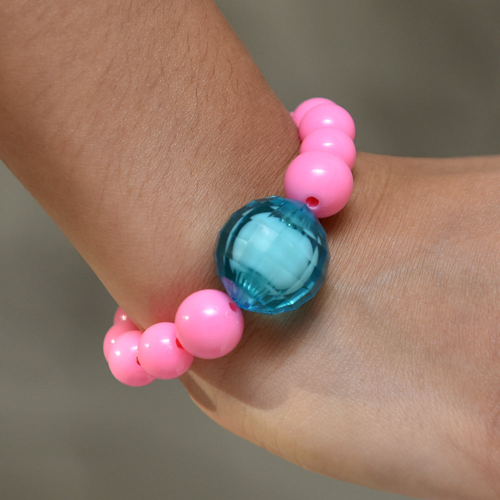 Fushia Bracelet With Chunky Disco Ball Bead