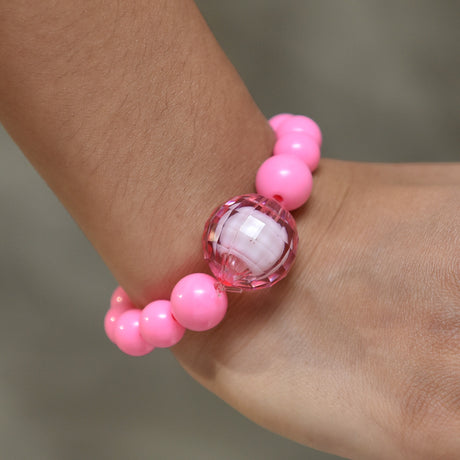 Fushia Bracelet With Chunky Disco Ball Bead