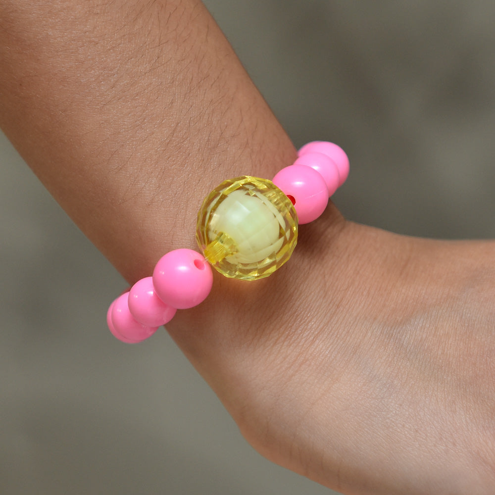 Fushia Bracelet With Chunky Disco Ball Bead