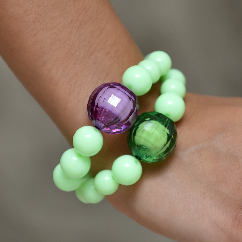 Mint Bracelet With Chunky Disco Ball Bead