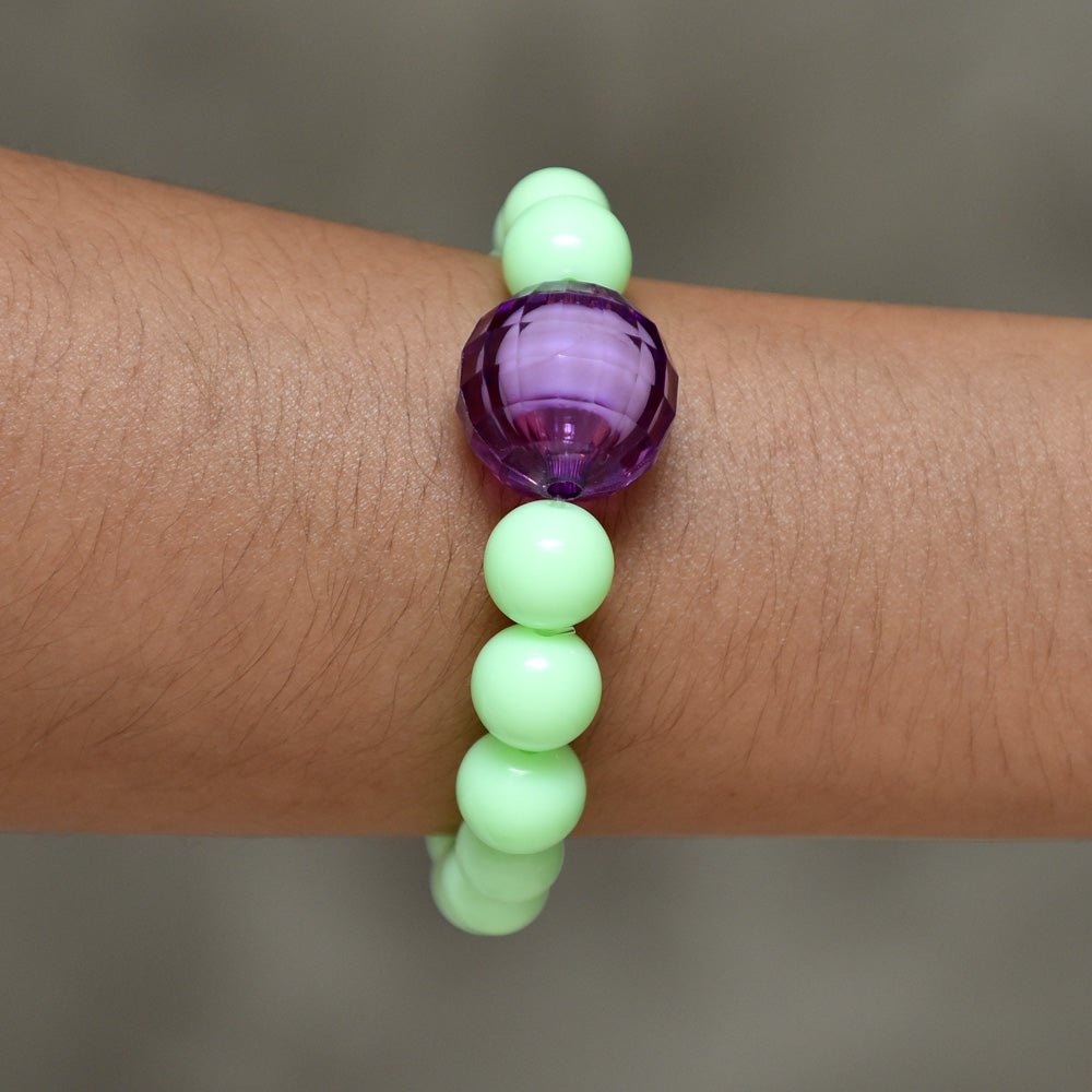 Mint Bracelet With Chunky Disco Ball Bead