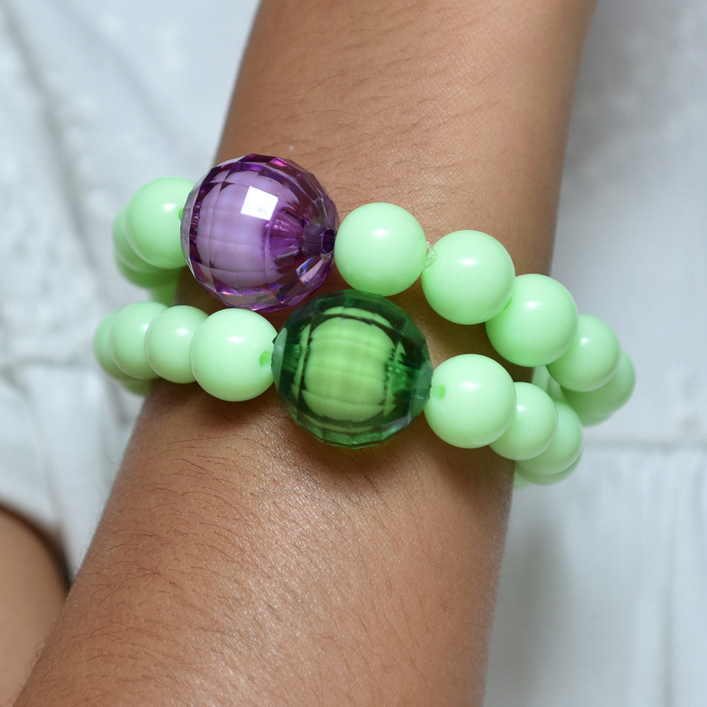 Mint Bracelet With Chunky Disco Ball Bead