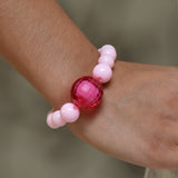 Pink Bracelet With Chunky Disco Ball Bead