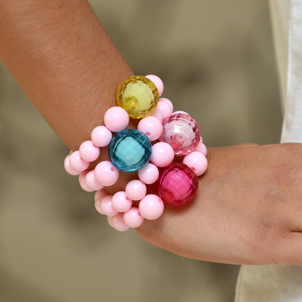 Pink Bracelet With Chunky Disco Ball Bead