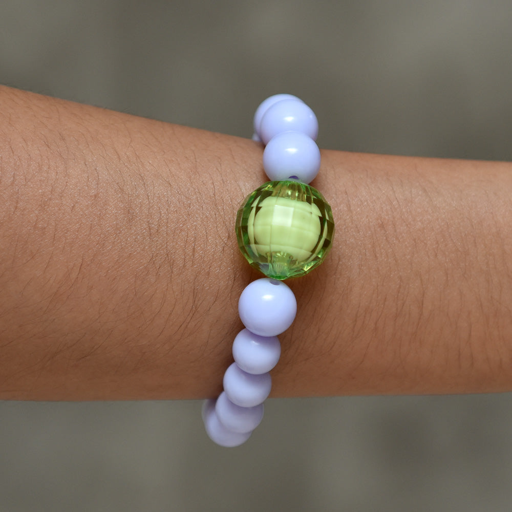 Purple Bracelet With Chunky Disco Ball Bead