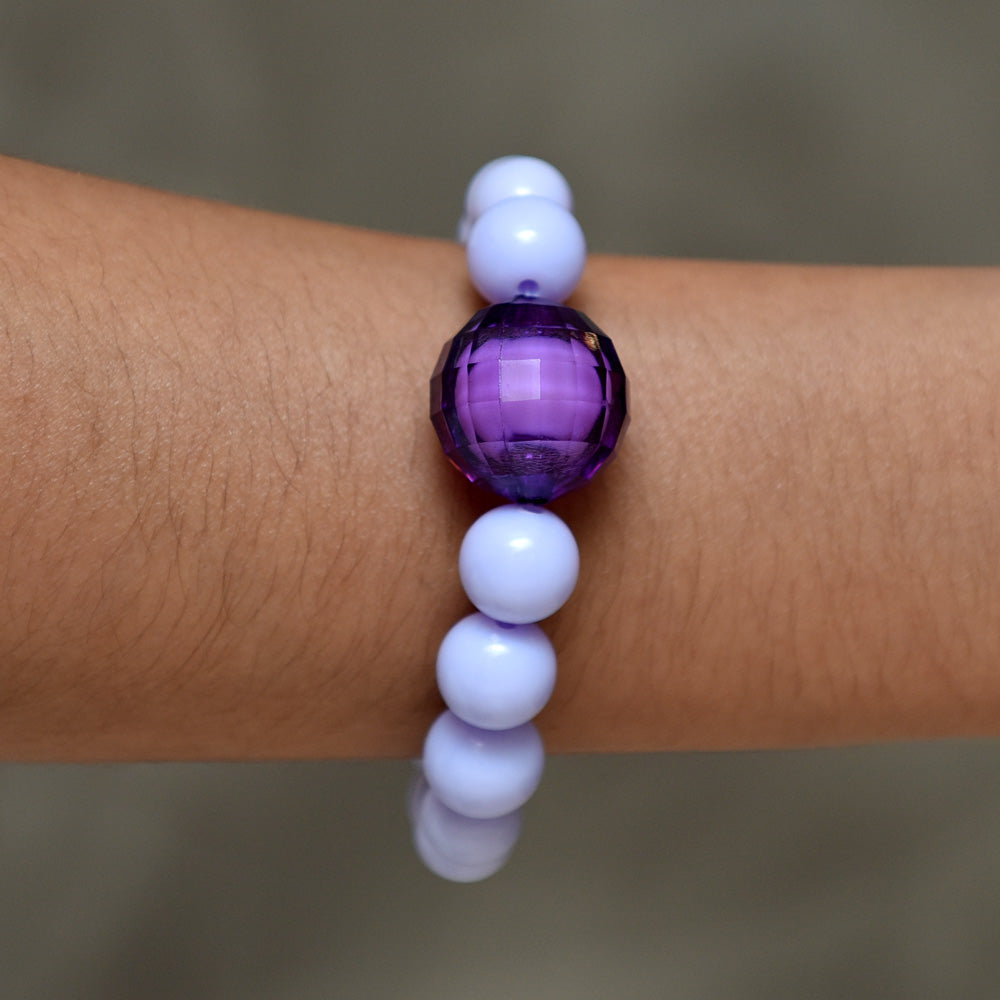 Purple Bracelet With Chunky Disco Ball Bead