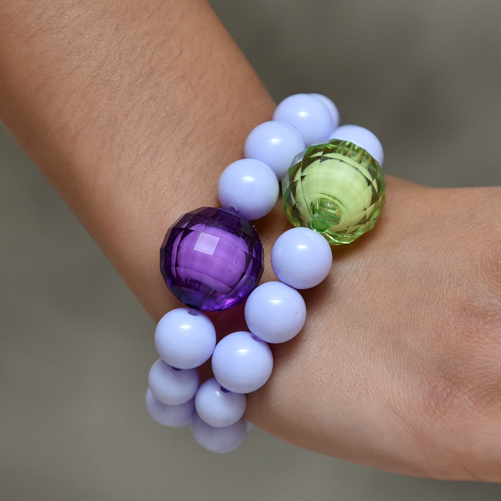 Purple Bracelet With Chunky Disco Ball Bead