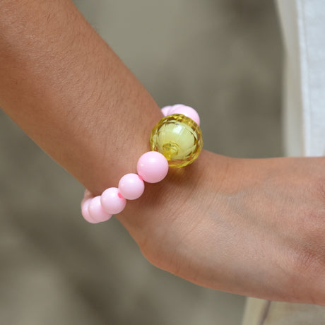 Pink Bracelet With Chunky Disco Ball Bead