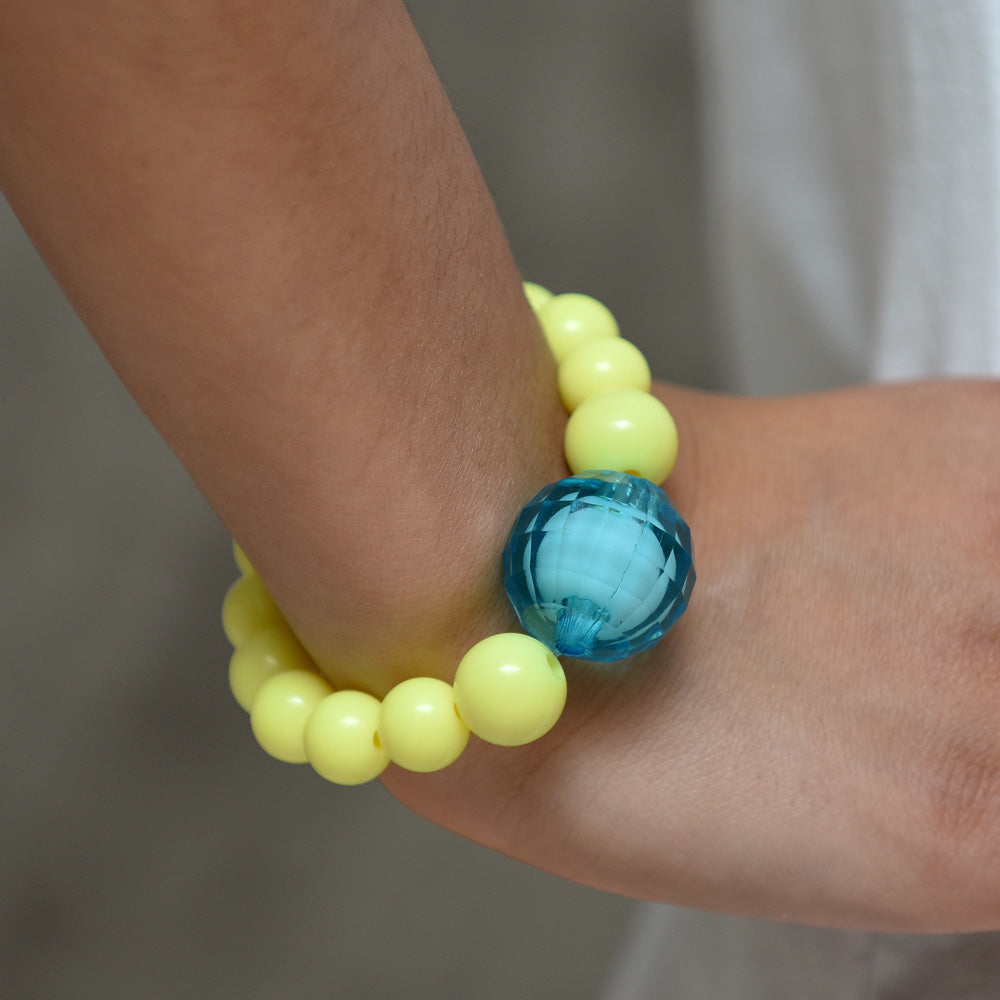 Yellow Bracelet With Chunky Disco Ball Bead