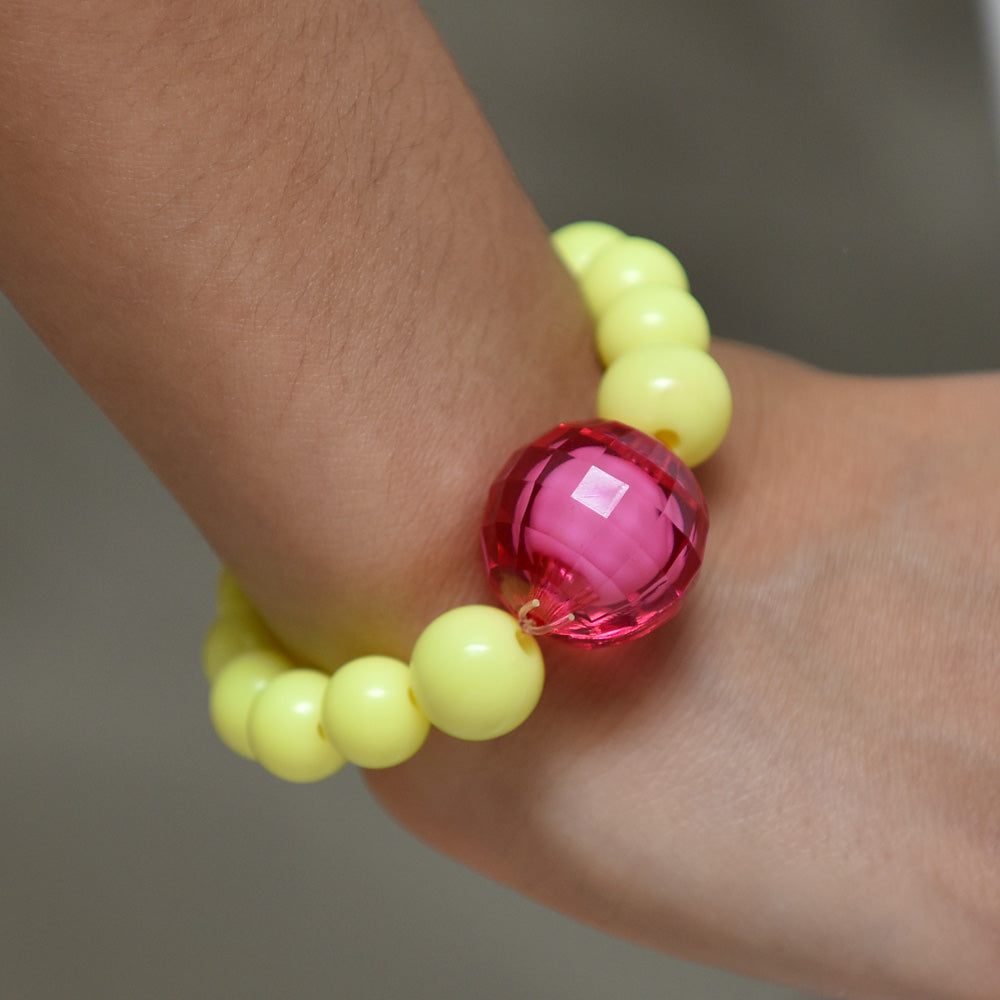 Yellow Bracelet With Chunky Disco Ball Bead