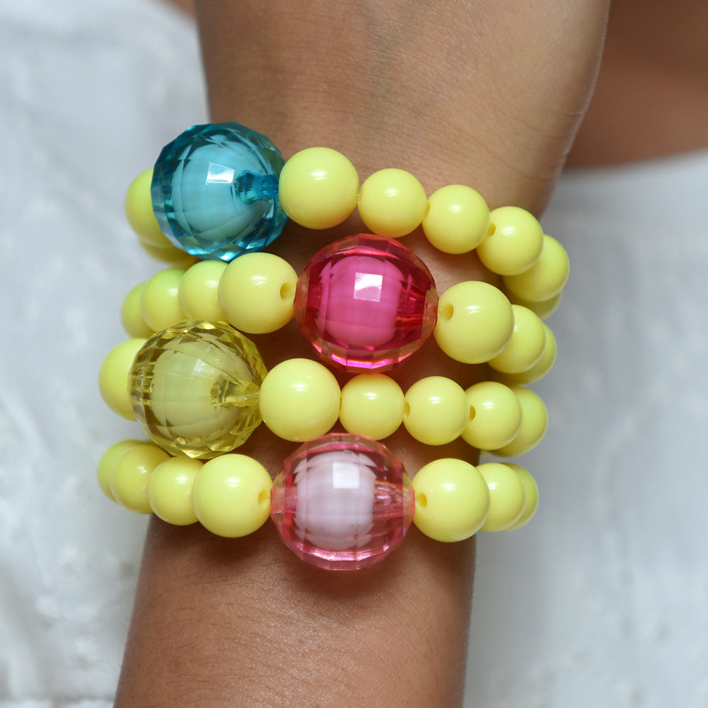 Yellow Bracelet With Chunky Disco Ball Bead