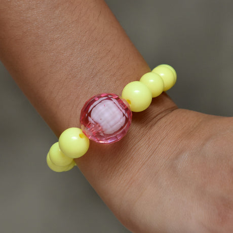 Yellow Bracelet With Chunky Disco Ball Bead