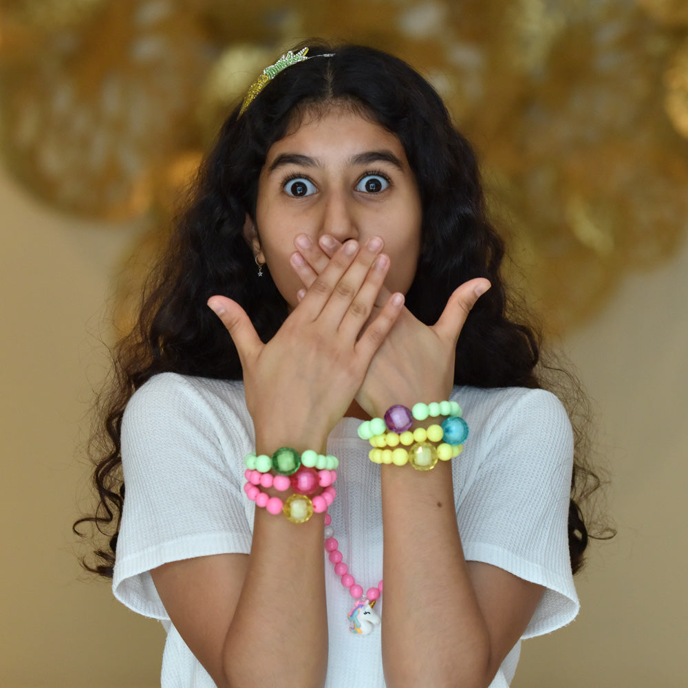 Yellow Bracelet With Chunky Disco Ball Bead