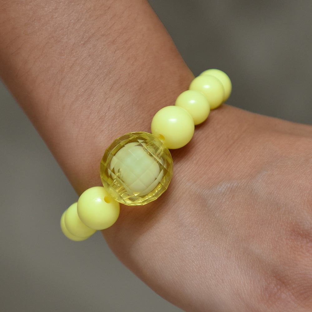 Yellow Bracelet With Chunky Disco Ball Bead