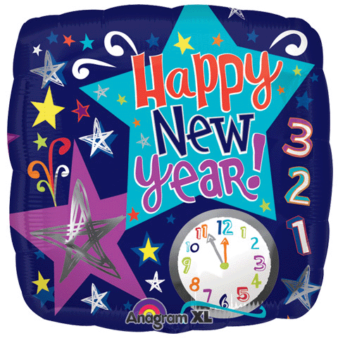 Count Down New Year Stars Foil Balloon 18"