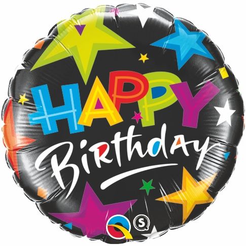 بالون أسود 18" بنجوم براقة - عيد ميلاد
