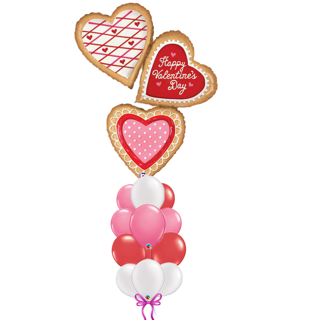 Jumbo Valentine Cookies arrangement with 12 latex balloons