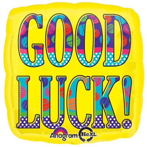 Good Luck Bold Yellow Foil Balloon 28"