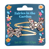 Glitter hair clips (set of 2) - Fairies in the Garden butterfly