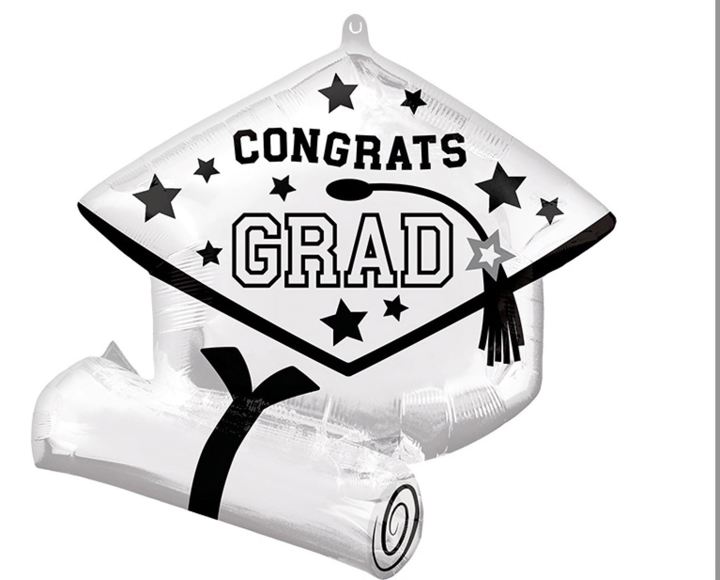 25" SuperShape School Colors Be True to Your School Grad - White Foil Balloon