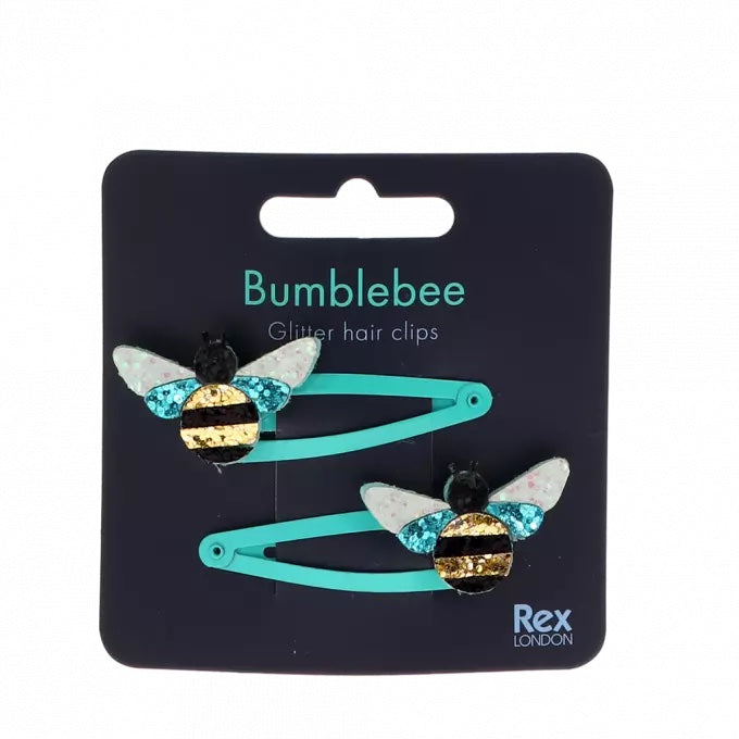 Glitter hair clips (set of 2) - Bumblebee