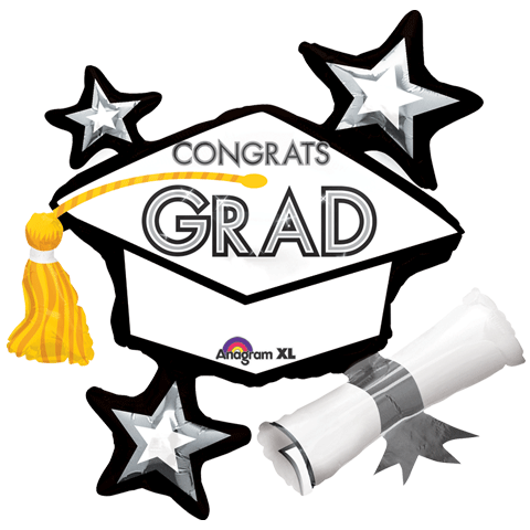 31" SuperShape Congrats Grad White Cluster Balloon