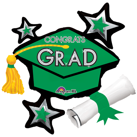 Super Shape Congrats Grad Green Cluster Foil Balloon 31"