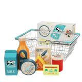 Wooden shopping playset with basket