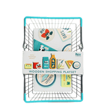 Wooden shopping playset with basket