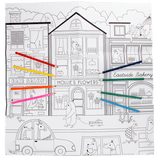 Large colouring poster with pencils - On Our Street