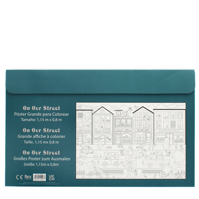 Large colouring poster with pencils - On Our Street