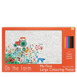 Large colouring poster with pencils - On the Farm