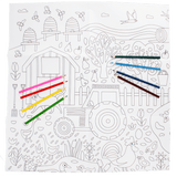 Large colouring poster with pencils - On the Farm