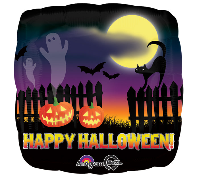 Haunted Halloween Scene Foil Balloon 18"