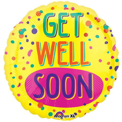 Get Well Soon Paint Splatter Foil Balloon 21"