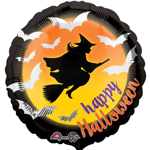 Moonlight Witch and Bats Foil Balloon 18"